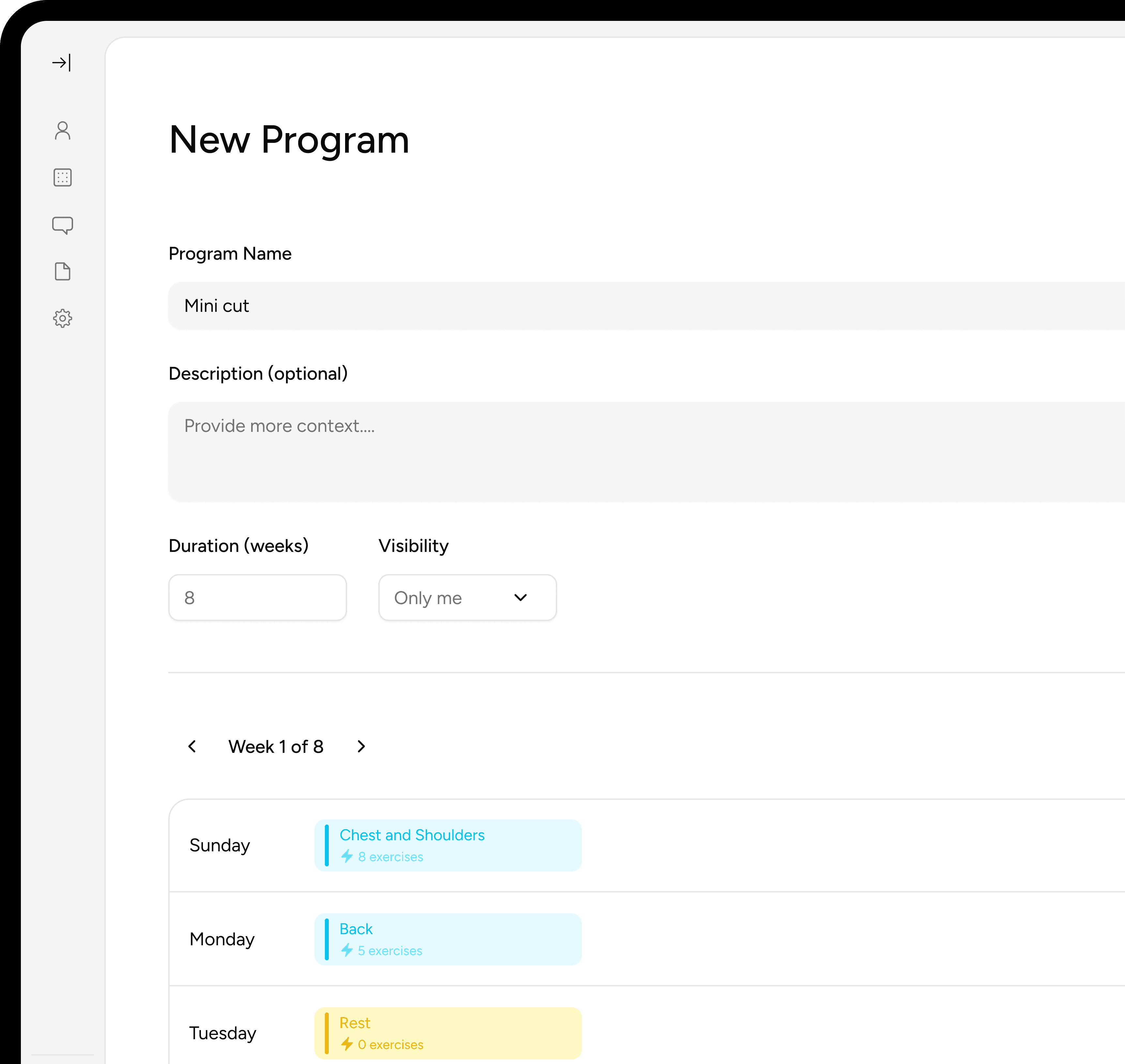 Create Workouts & Programs